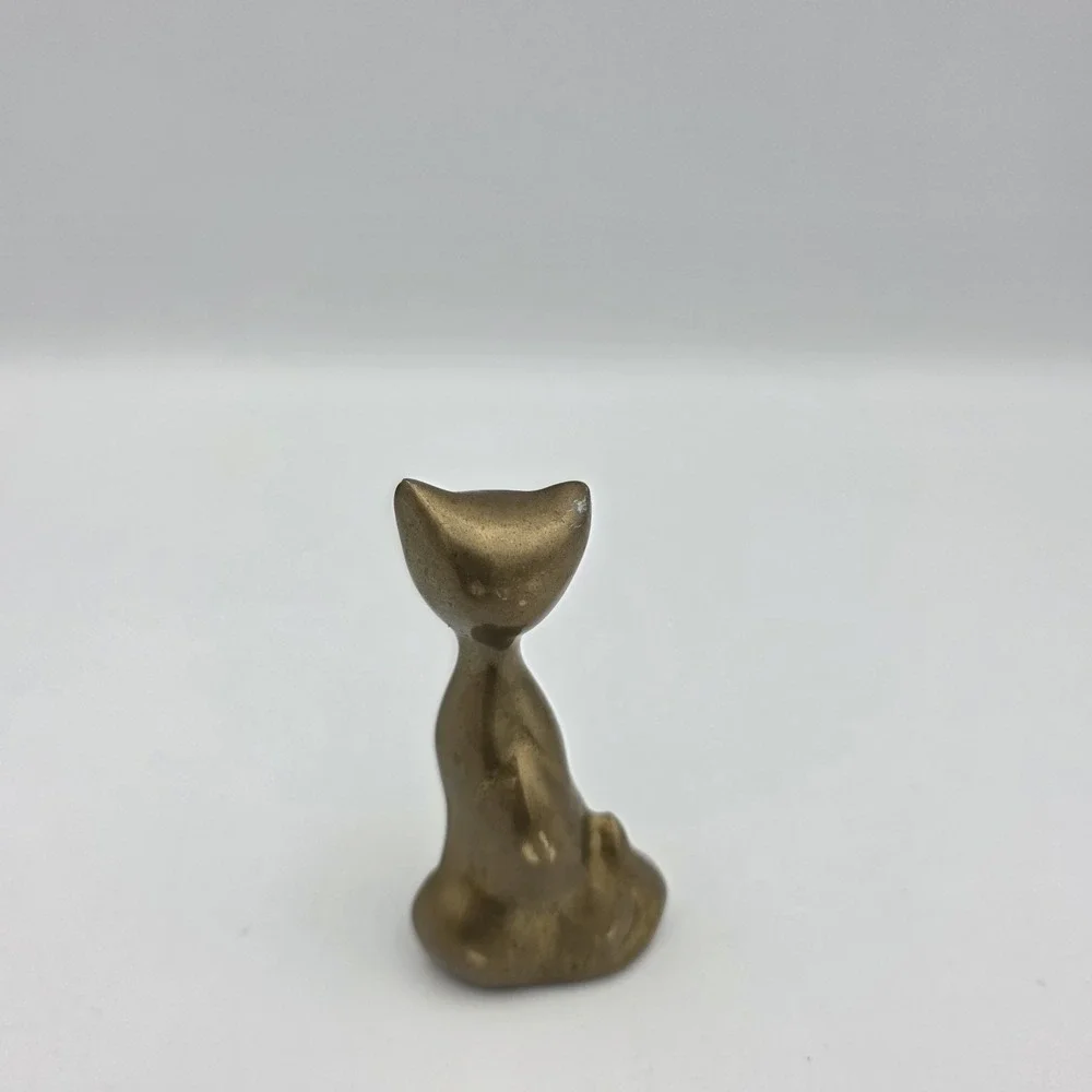 Vintage Brass Small Kitty Cat Figurine MCM Heavy Goldtone‎ 2.75
